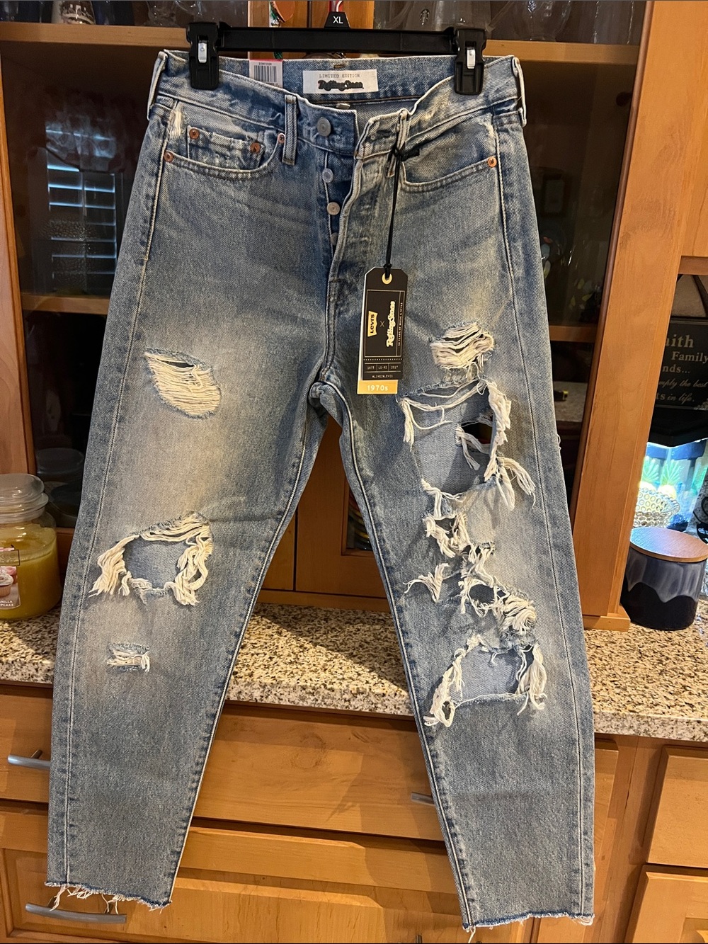 the Rolling Stones Distressed Light Blue Slim Women’s Levi’s Jeans
